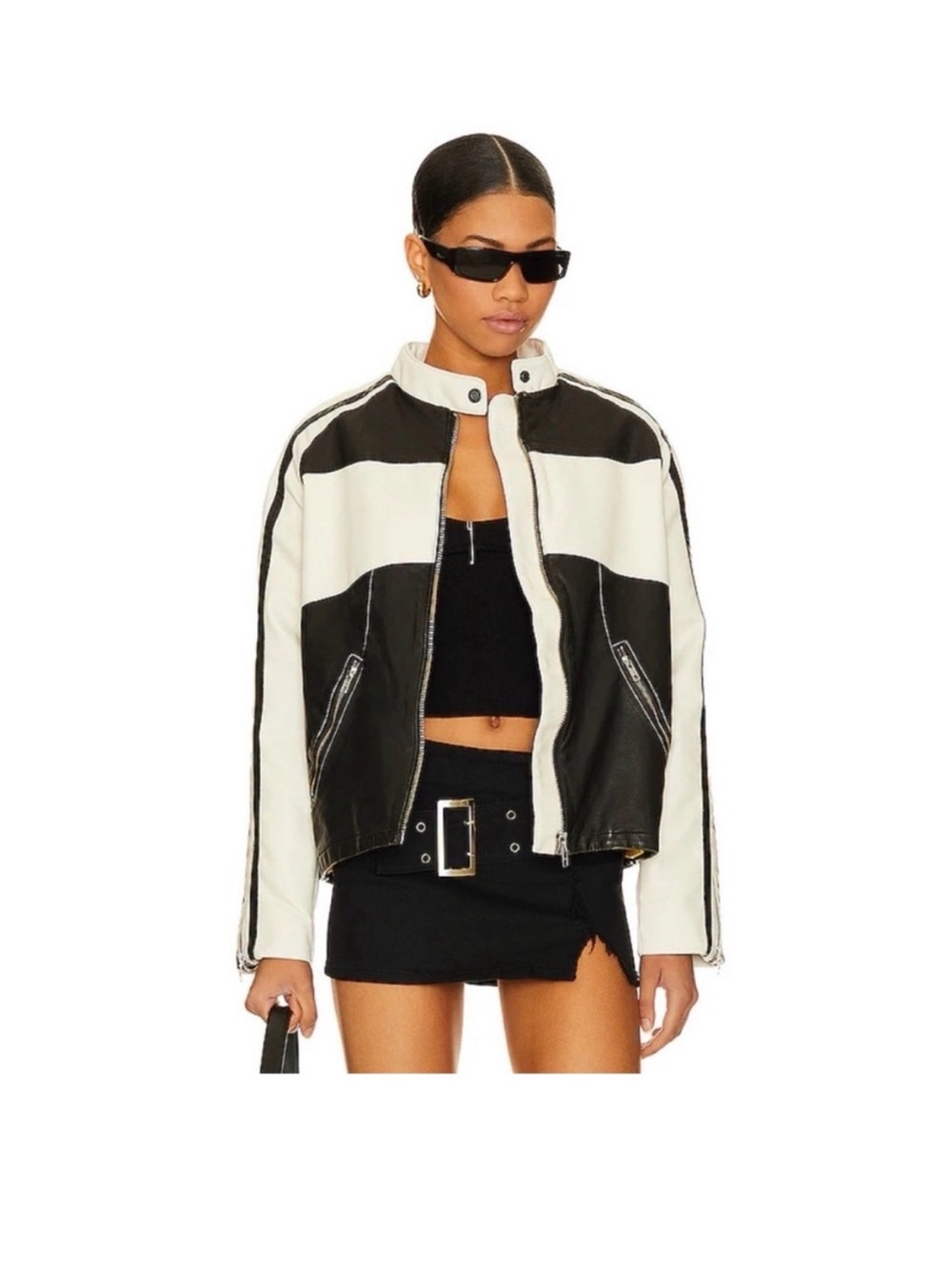 Free People Two Tone Vegan Leather Moto Jacket - NEVER WORN NO TAG